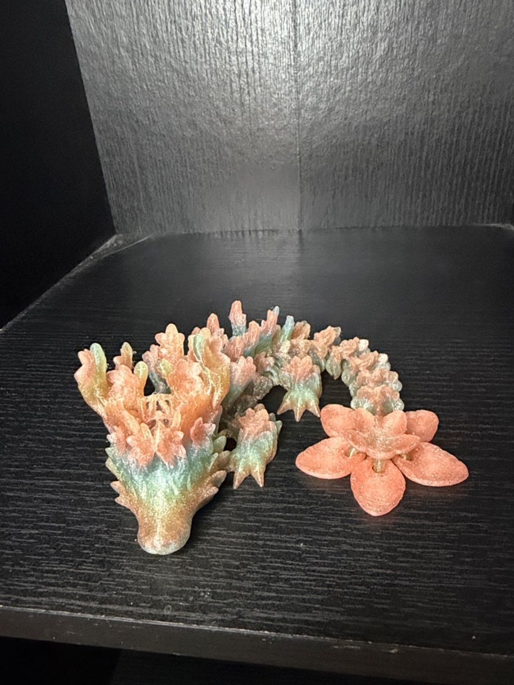 Small 3D printed glitter cherry blossom dragon